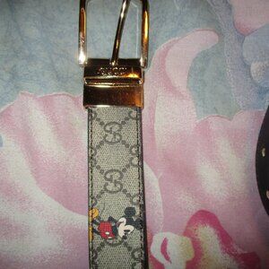 Gucci leather mickey mouse belt  34" end to end brown  used but not much